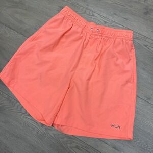 Huk Fishing Salmon Pink Swim Shorts Hybrid Sz S Lined Outdoor Beach Boat